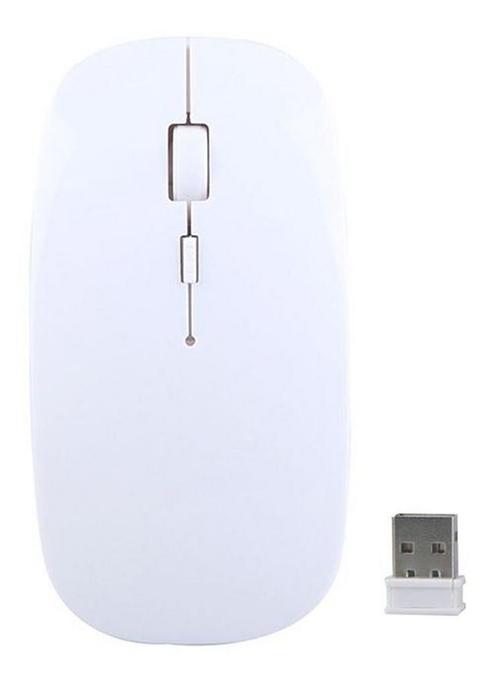 Draadloze Muis 2.4 Ghz (Ultra Dun) Met USB Aansluiting Wit, Computers en Software, Muizen, Rechtshandig, Ergonomisch, Draadloos