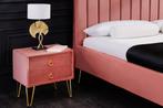 Design nachtkastje PEARL 50cm oudroze goud fluwelen, Huis en Inrichting, Slaapkamer | Bedden, Nieuw, Ophalen of Verzenden