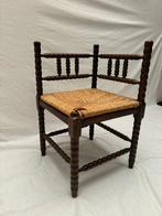 Stoel - Franse Bobbin Hoekstoel met Rieten Afwerking - Hout,, Antiek en Kunst