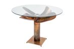 Maritieme eettafel OCEAN 105cm gevlamd koperen glazen tafel, Ophalen of Verzenden, Nieuw