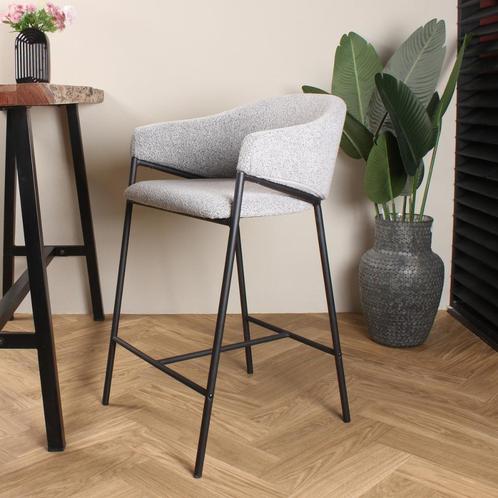 Elza barkruk boucle grijs 65 cm, Huis en Inrichting, Stoelen, Grijs, Nieuw, Ophalen of Verzenden