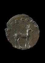 Oud-Romeins Brons Antoninianus van Gallienus met hert op de
