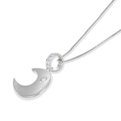 Ketting met hanger - 18 karaat Witgoud -  0.12ct. tw., Sieraden, Tassen en Uiterlijk, Antieke sieraden