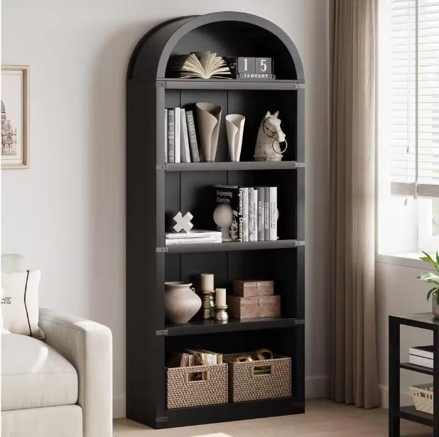 Boekenkast met Deuren – Houten Boogkast 182 cm Landelijk Mod, Huis en Inrichting, Kasten | Boekenkasten, Nieuw, Verzenden