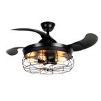 Plafondventilator zwart met inklapbare bladen 107cm, Verzenden, Nieuw, Industrieel