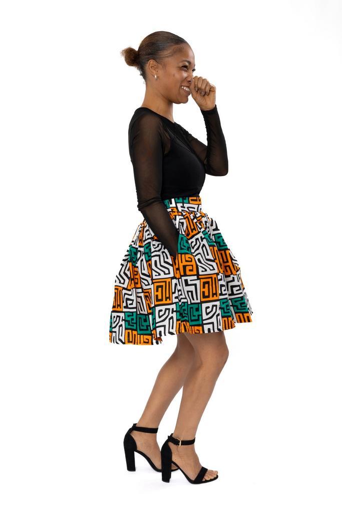 Afrikaanse print mini rok - Petrol Geel Kuba Blocks Congo -, Kleding | Dames, Rokken, Nieuw, Ophalen of Verzenden
