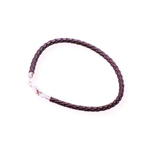 Bedelarmband van stevig gevlochten leer met zilveren slui..., Sieraden, Tassen en Uiterlijk, Armbanden, Verzenden