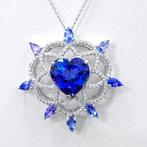 10.70 ct  Violetish Blue Tanzanite & 0.82 ct F-H Diamond