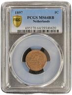 Koningin Wilhelmina 1 cent 1897 MS64RB PCGS, Losse munt, Verzenden