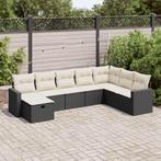 vidaXL 8-delige Loungeset met kussens poly rattan zwart, Nieuw, 8 zitplaatsen, Loungeset, Verzenden