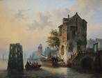 Constant Eechaut (born 1800) - A busy quay in the medieval, Antiek en Kunst