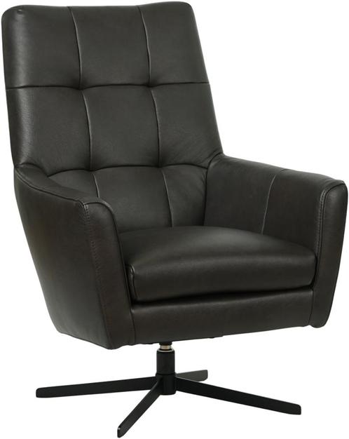 Donkergrijze leren moderne draaifauteuil - Granada leer Grap, Huis en Inrichting, Fauteuils, 75 tot 100 cm, 75 tot 100 cm, Nieuw