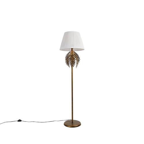 Vloerlamp goud 145 cm met plisse kap wit 45 cm - Botanica, Huis en Inrichting, Lampen | Vloerlampen