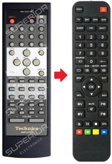 Alternatieve Technics RAK-SUA11WH afstandsbediening, Audio, Tv en Foto, Afstandsbedieningen, Verzenden