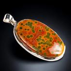 Ovale hanger met oceaanjaspis. Fantastische Sieraden -, Verzamelen, Mineralen en Fossielen