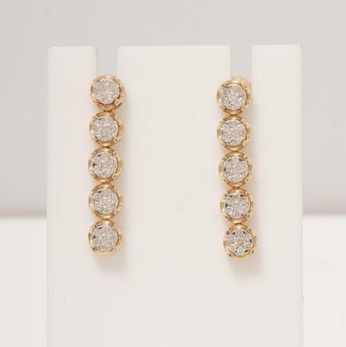 Cocktail oorbellen - 14 karaat Geel goud - 1.04ct. tw., Sieraden, Tassen en Uiterlijk, Antieke sieraden