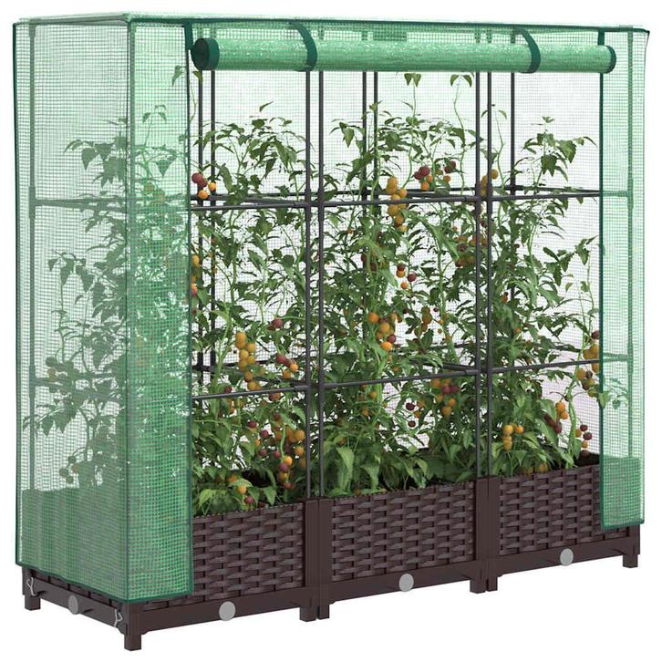 vidaXL Plantenbak verhoogd met kashoes 120x40x123 cm, Tuin en Terras, Bloembakken en Plantenbakken, Nieuw, Kunststof, Verzenden