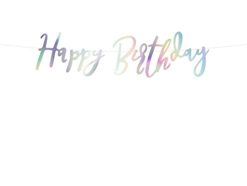 Verjaardag Slinger Happy Birthday Zilver 62cm, Hobby en Vrije tijd, Feestartikelen, Nieuw, Verzenden