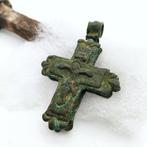 Byzantijns Brons Reliekhouder - 6 cm - Pelgrimskruis /
