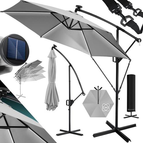 KESSER® Zweefparasol met voet - LED - Ø3m - 360° Draaibaar, Tuin en Terras, Tuinmeubel-accessoires, Nieuw, Verzenden