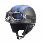 Vintage zwart - blauw leren pothelm, Motoren, Kleding | Motorhelmen, Verzenden, Nieuw met kaartje