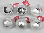 Kerstballen box decobal glasbal zilver met print doos 12 st, Ophalen of Verzenden, Nieuw