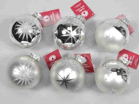 Kerstballen box decobal glasbal zilver met print doos 12 st, Hobby en Vrije tijd, Knutselen, Nieuw, Ophalen of Verzenden
