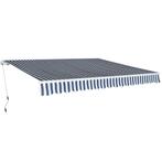 vidaXL Luifel handmatig uittrekbaar 400 cm blauw/wit, Tuin en Terras, Verzenden, Nieuw