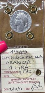 Italië, Republiek 1 Lira 1949 “ Arancia “ (Zonder, Postzegels en Munten, Munten | Europa | Niet-Euromunten