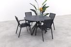 Atmos/Locarno 130 cm. ronde tuinset - 5-delig, Verzenden, Nieuw, Rvs, Tuinset