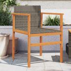 vidaXL Tuinstoelen 2 st poly rattan en massief hout grijs, Tuin en Terras, Verzenden, Nieuw, Rotan