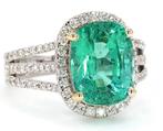 Ring - 18 karaat Witgoud - 5.06ct. tw. Smaragd - Diamant -, Nieuw