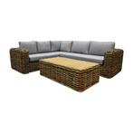 Sumatra XL hoek loungeset 3-delig naturel rotan, Ophalen of Verzenden, Nieuw