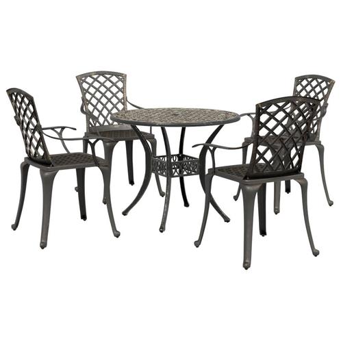 vidaXL 5-delige Tuinset geitaluminium bronskleurig, Tuin en Terras, Tuinsets en Loungesets, Tuinset, Nieuw, 4 zitplaatsen, Aluminium