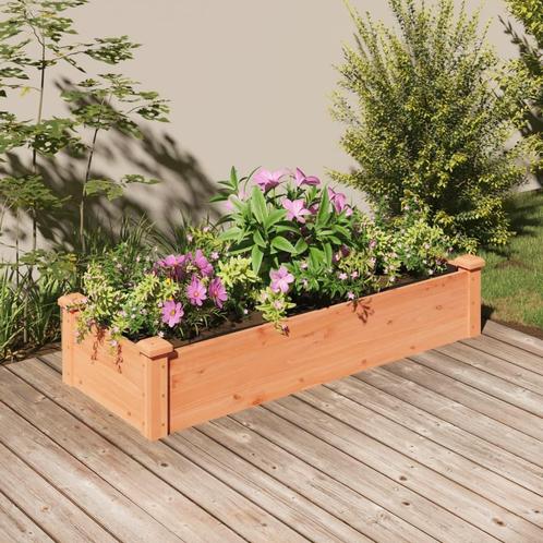 vidaXL Plantenbak verhoogd met voering 120x45x25 cm, Tuin en Terras, Bloembakken en Plantenbakken, 100 cm of meer, Nieuw, Hout