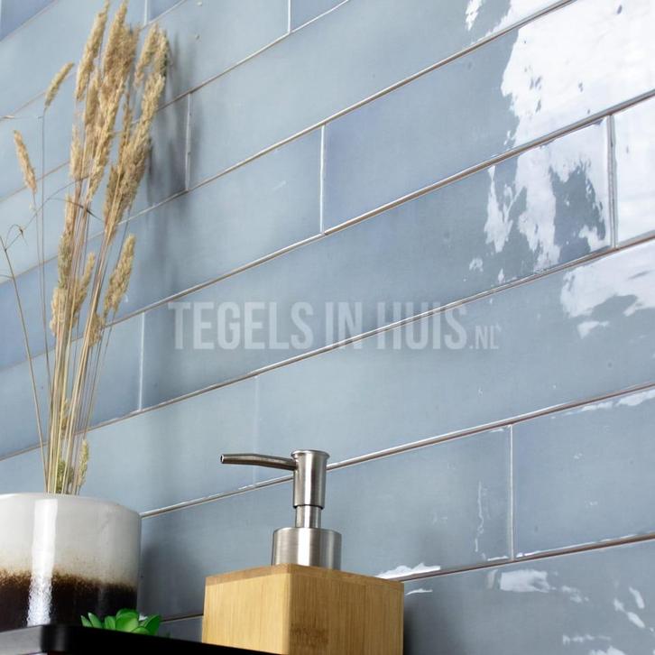 Equipe wandtegel manacor 6,5x40 moon blauw glans handvorm, Doe-het-zelf en Verbouw, Tegels, Wandtegels, Nieuw, 10 m² of meer, Keramiek