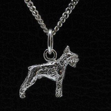 Zilveren Schnauzer dwerg oren gecoupeerd ketting hanger -..., Sieraden, Tassen en Uiterlijk, Kettinghangers, Verzenden