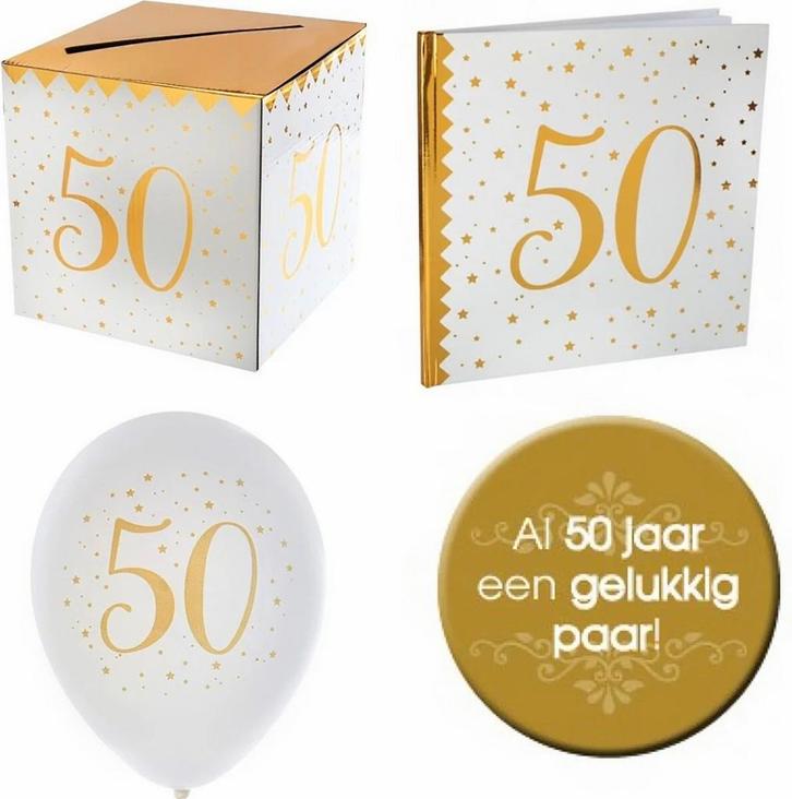 12-delige set voor een 50 jarig jubileum, Hobby en Vrije tijd, Feestartikelen, Geboorte of Huwelijk, Nieuw, Feestartikel, Verzenden