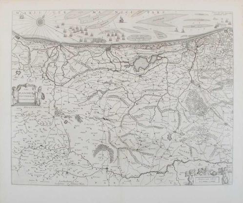 Kaart van West Flanders en Hauts-de-France, Antiek en Kunst, Kunst | Etsen en Gravures