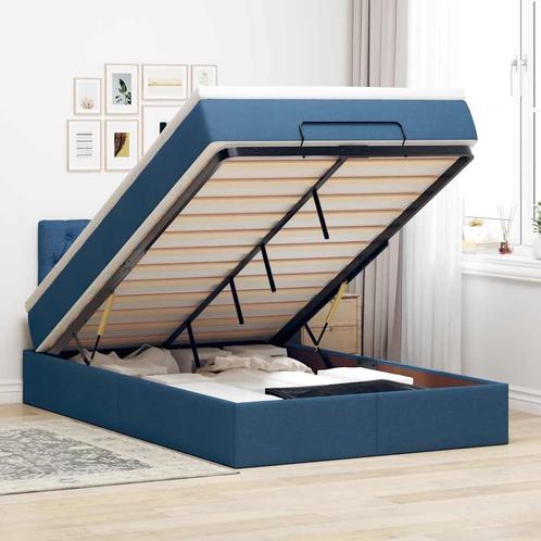 vidaXL Ottoman bed met matras 120x190 cm stof blauw, Huis en Inrichting, Slaapkamer | Bedden, 120 cm, 190 cm of minder, Blauw