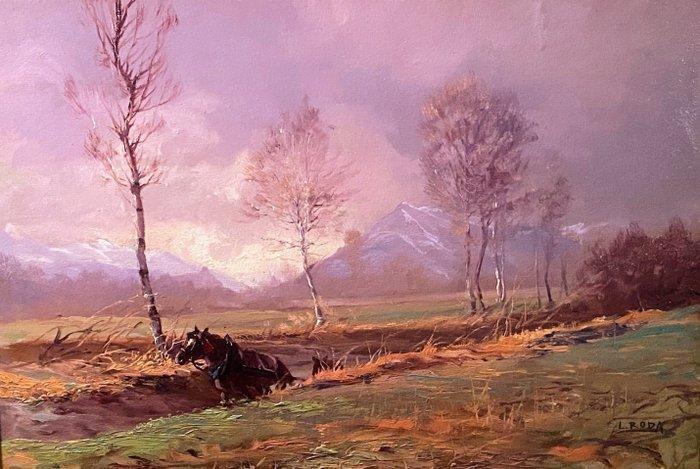 Leonardo Roda (1868-1933) - Paesaggio di campagna con, Antiek en Kunst, Kunst | Schilderijen | Klassiek