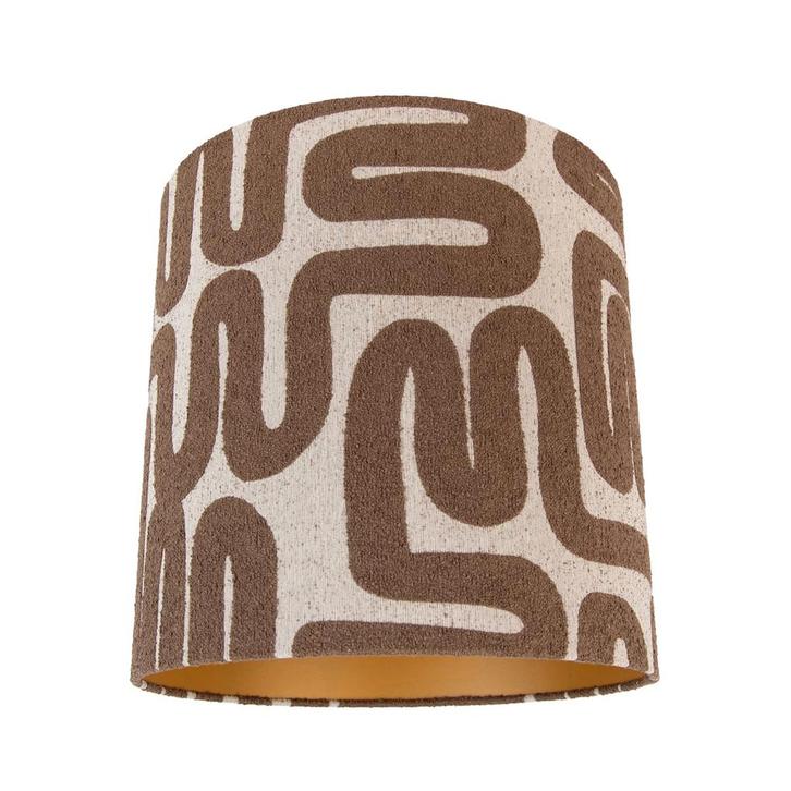 Stoffen lampenkap bruin met beige gestreept 40/40/40, Huis en Inrichting, Lampen | Lampenkappen, Bruin, Nieuw, 25 tot 50 cm