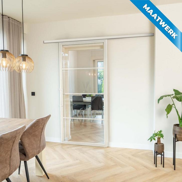 Stalen Schuifdeur met koofsysteem 4 Vlaks Wit Maatwerk Helde, Doe-het-zelf en Verbouw, Kozijnen en Schuifpuien, Nieuw, Metaal