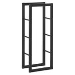 [en.casa] Brandhout rek houtopslag Täby zwart 40x25x100 cm, Tuin en Terras, Haardhout, Verzenden