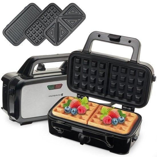 2dekans | KitchenBrothers 3-in-1 Wafelijzer - Tosti Apparaat, Huis en Inrichting, Schoonmaakartikelen, Ophalen of Verzenden