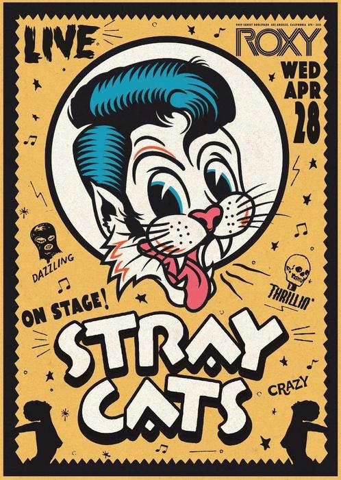 Posters - Poster Stray Cats - Stray Cats, Verzamelen, Muziek, Artiesten en Beroemdheden, Zo goed als nieuw, Verzenden