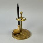 Standaard - Antiek Geel Metal Pijpen standaard (Pipestand) -, Antiek en Kunst, Antiek | Overige Antiek