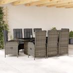 vidaXL 9-delige Tuinset met kussens poly rattan grijs, Tuin en Terras, Tuinsets en Loungesets, Nieuw, 8 zitplaatsen, Tuinset, Verzenden
