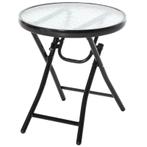 TRUUSK Bistrotafel Ø45 - Met Glasblad - Opklapbaar - Metaal, Tuin en Terras, Tuintafels, Verzenden, Nieuw
