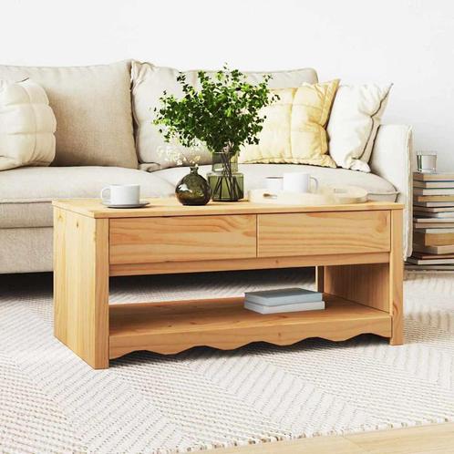 vidaXL Salontafel with Drawer Eiken 99 x 55 x 45 cm Massief, Huis en Inrichting, Tafels | Salontafels, Nieuw, 50 tot 100 cm, Grenenhout